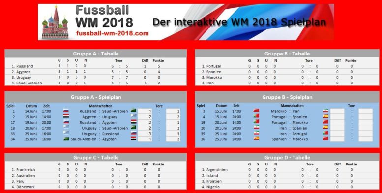 WM 2018 Spielplan Als Pdf Download, Excel & Ical Kalender